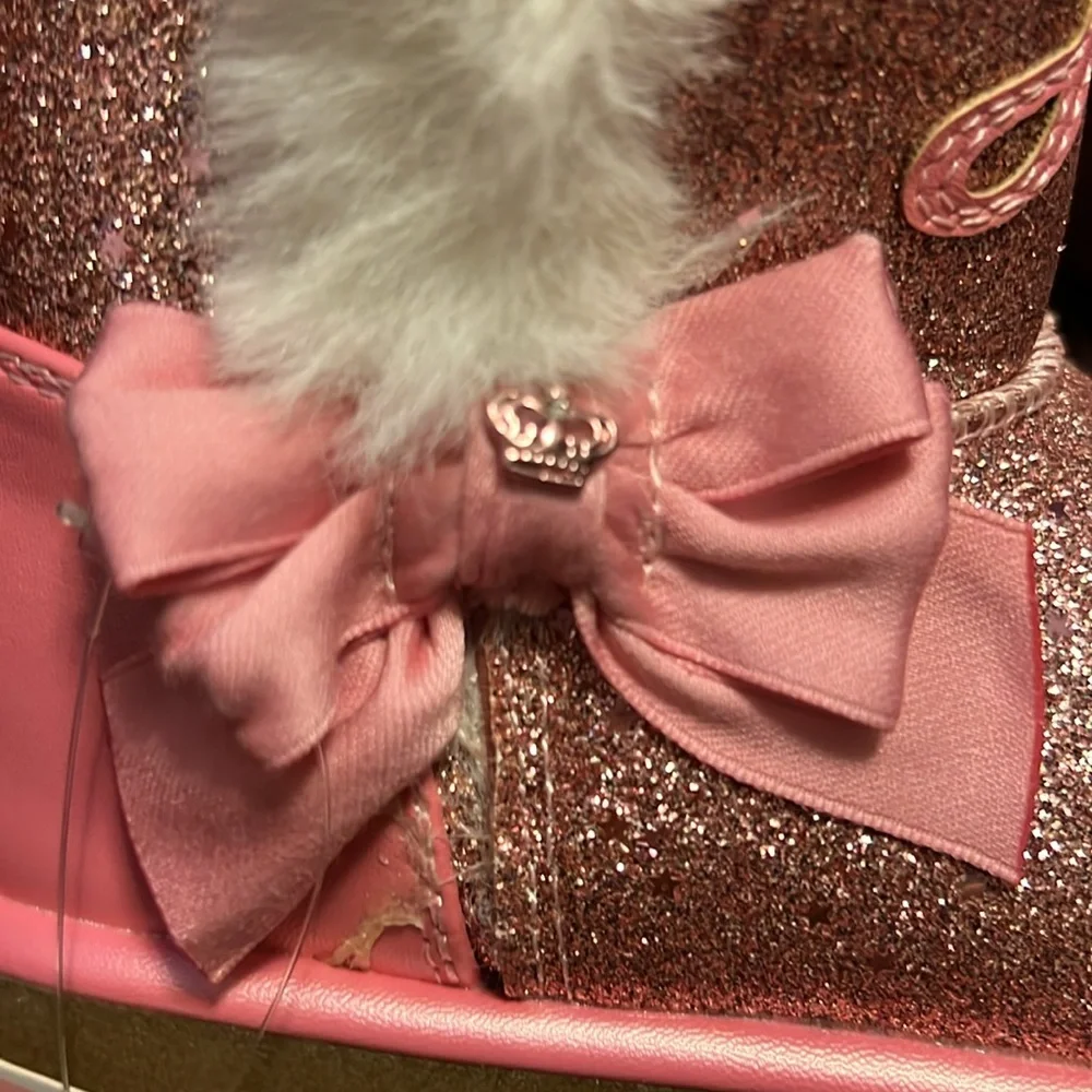 NWT Juicy Couture Toddler Girls Lil Mendota Pink Sparkly Fur Lined Boots!